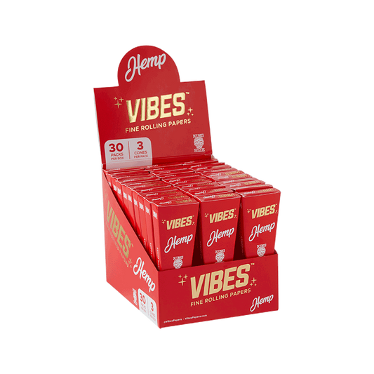 VIBES - King Size Cones Vibes Rolling Papers Hemp (Red) 160pk coneks