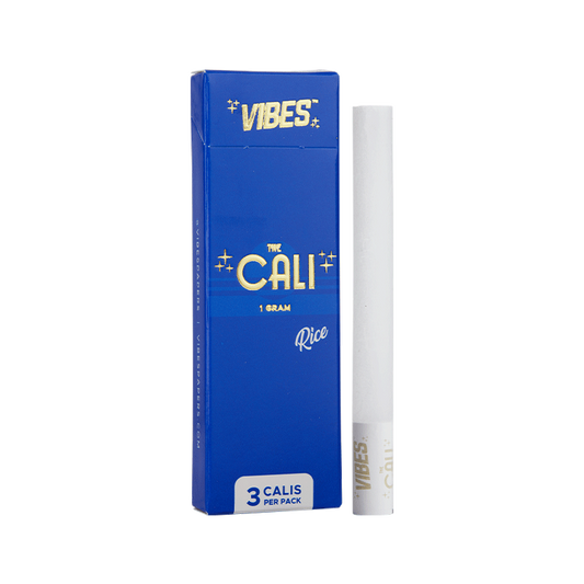 VIBES The Cali - 1 Gram Papers, Cones, and Wraps : Cones Vibes Rolling Papers Rice (Blue) 3pk cali1g