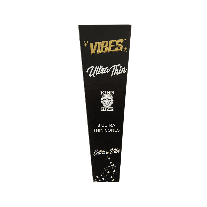 Vibes Cones - King Size Papers, Cones, and Wraps : Cones Vibes Rolling Papers Ultra Thin (Black) 3pk coneks