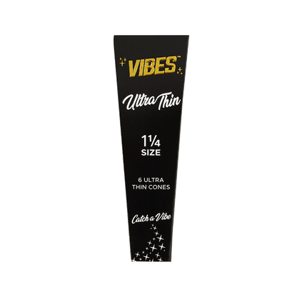 Vibes Cones - 1.25 Papers, Cones, and Wraps : Cones Vibes Rolling Papers Ultra Thin (Black) 6pk cone1.25