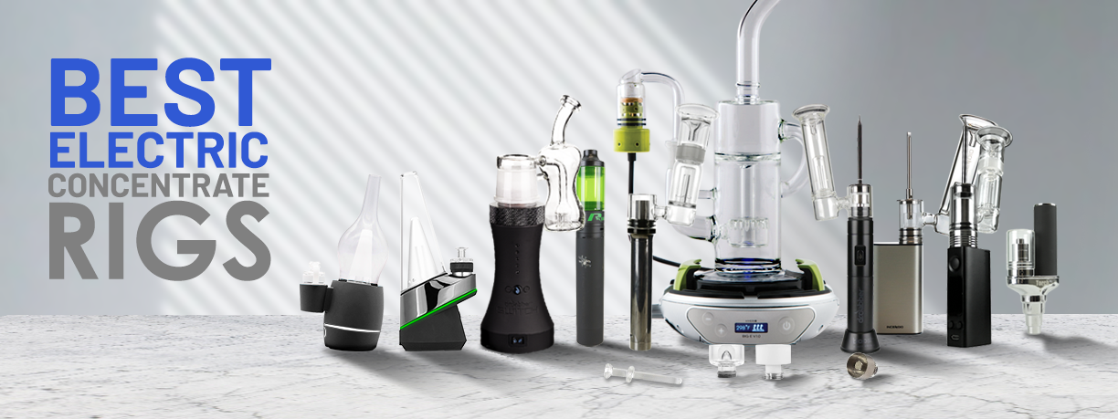 Best Electric Concentrate Rigs blog header with vaporizers 