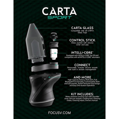 Focus V CARTA Sport Portable Electric Dab Rig | Black | 2700mAh
