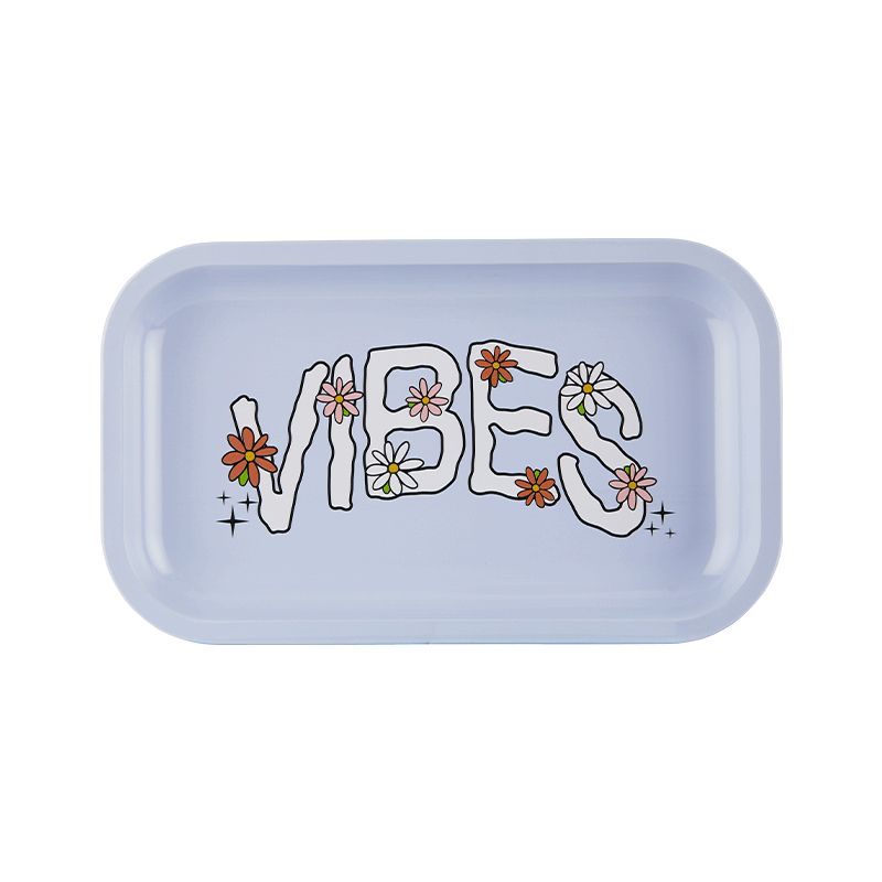 VIBES  Daisy Aluminum tray Accessories : Rolling Trays Vibes Rolling Papers medium daisy 