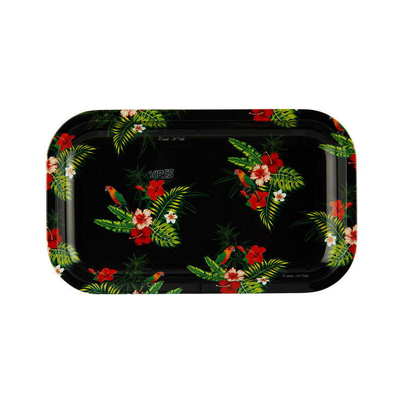 VIBES Floral Aluminum Tray Accessories : Rolling Trays Vibes Rolling Papers medium floral 