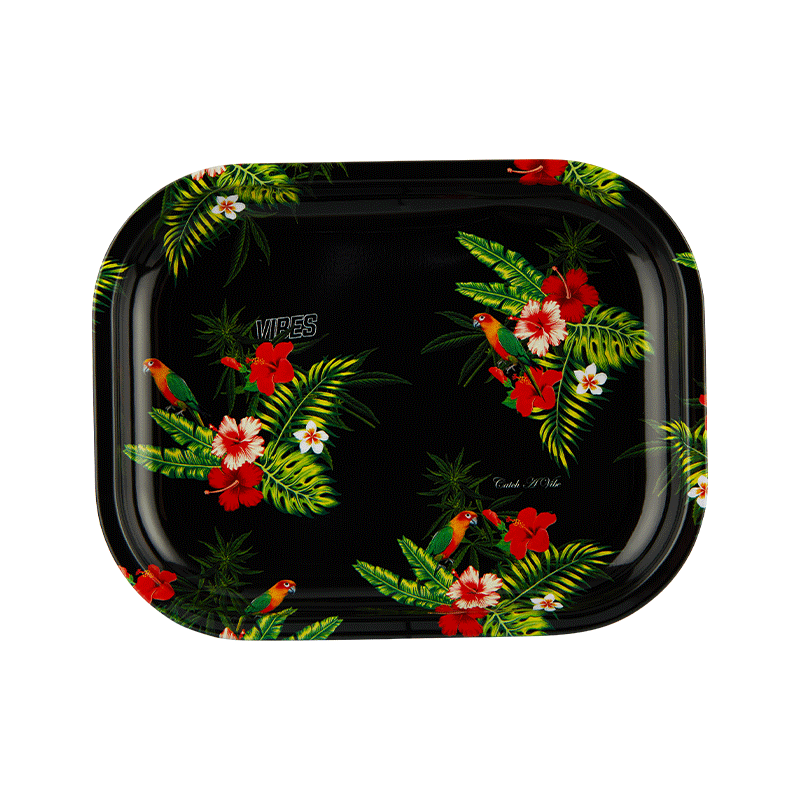 VIBES Floral Aluminum Tray Accessories : Rolling Trays Vibes Rolling Papers small floral 
