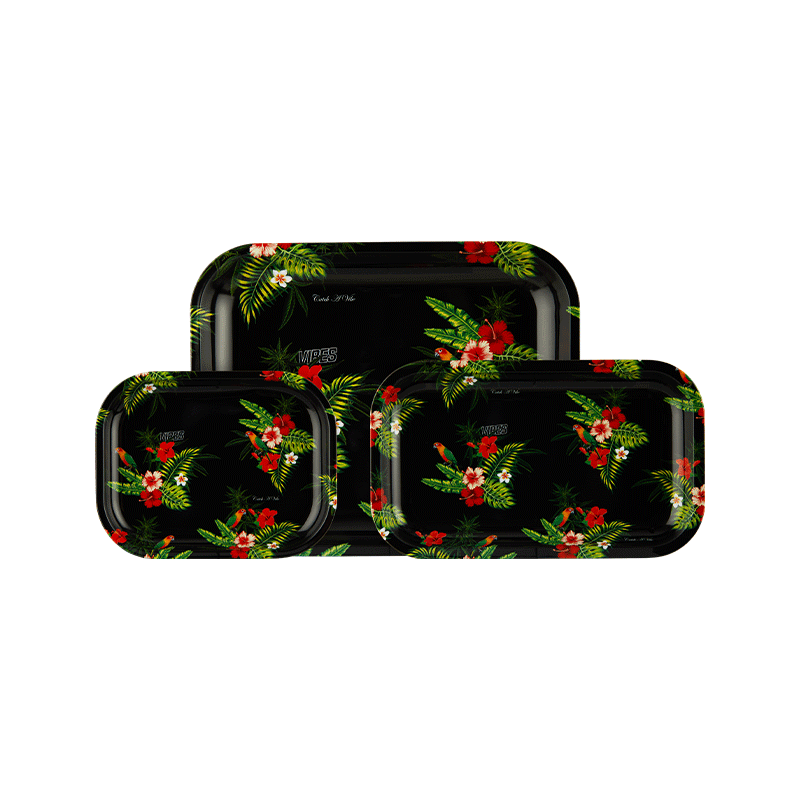 VIBES Floral Aluminum Tray Accessories : Rolling Trays Vibes Rolling Papers   