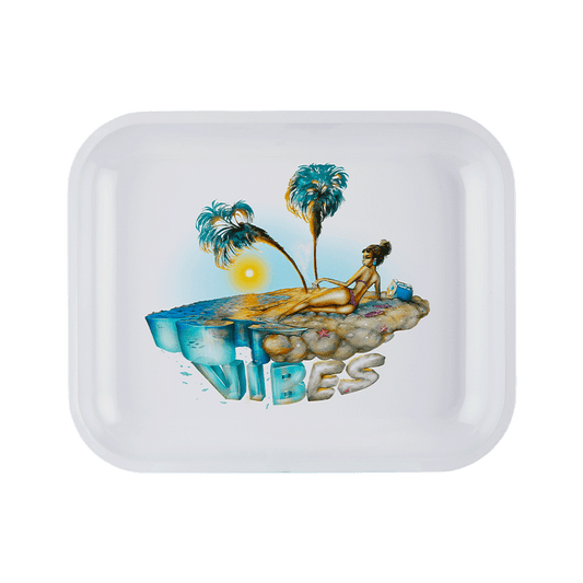 Vibes Aluminum Private Island Trays Accessories : Rolling Trays Vibes Rolling Papers large privisland 