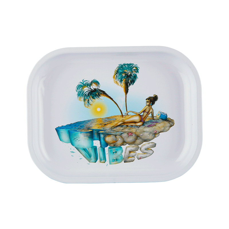 Vibes Aluminum Private Island Trays Accessories : Rolling Trays Vibes Rolling Papers small privisland 