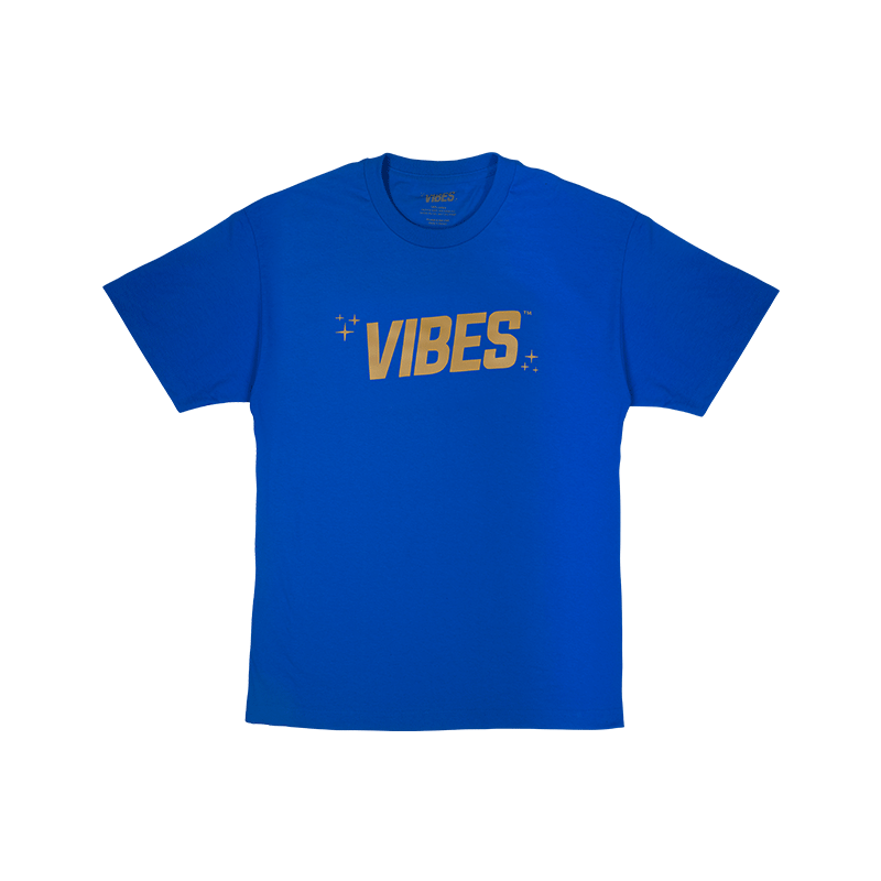 VIBES Blue T-Shirt w/ Gold Logo Vibes Rolling Papers gldonblu m