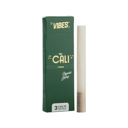 VIBES The Cali - 1 Gram Papers, Cones, and Wraps : Cones Vibes Rolling Papers Organic Hemp (Green) 3pk cali1g