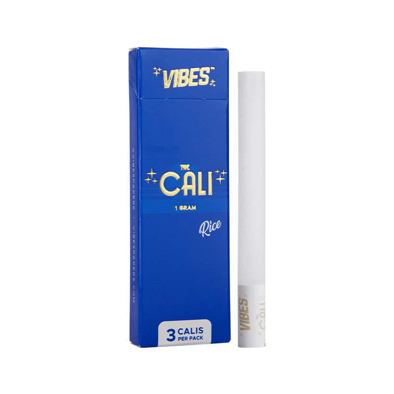 VIBES The Cali - 1 Gram Papers, Cones, and Wraps : Cones Vibes Rolling Papers Rice (Blue) 3pk cali1g