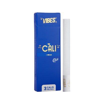 VIBES The Cali - 1 Gram Papers, Cones, and Wraps : Cones Vibes Rolling Papers Rice (Blue) 3pk cali1g