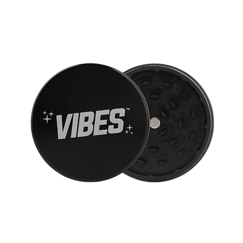 Vibes 2-Piece Grinder Grinders : Aluminum Vibes Rolling Papers 2.5"(63mm) Black 2pc