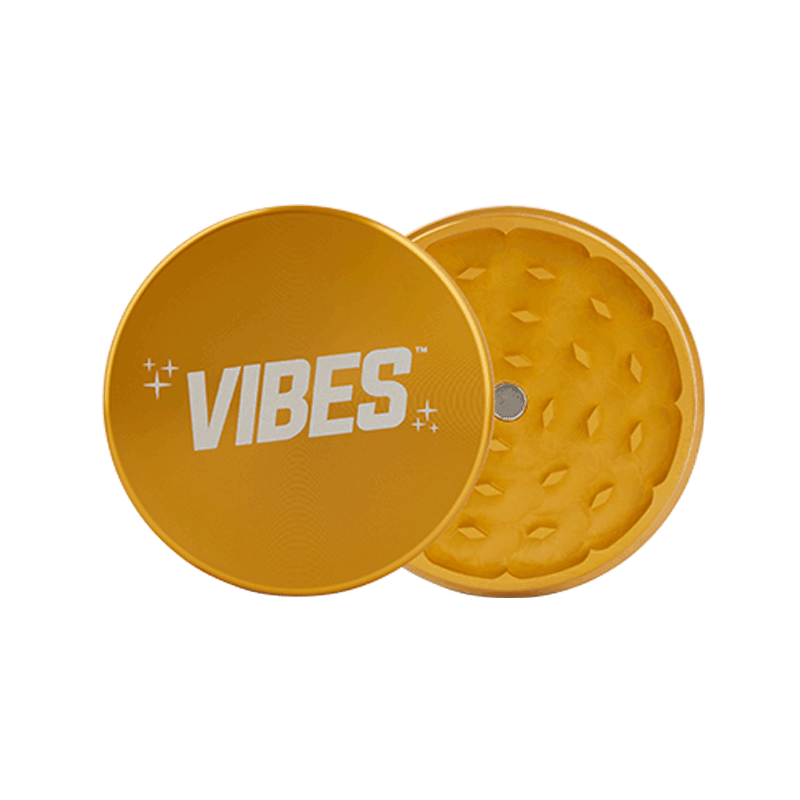 Vibes 2-Piece Grinder Grinders : Aluminum Vibes Rolling Papers 2.5"(63mm) gld 2pc