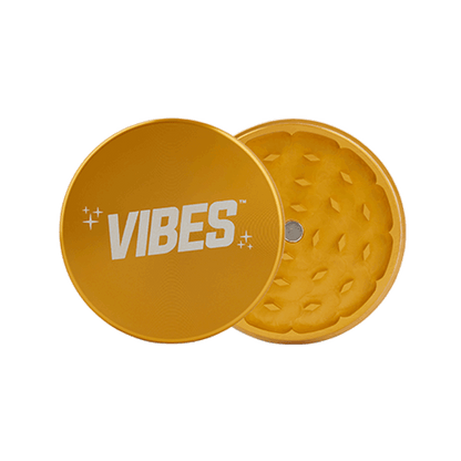 Vibes 2-Piece Grinder Grinders : Aluminum Vibes Rolling Papers 2.5"(63mm) gld 2pc