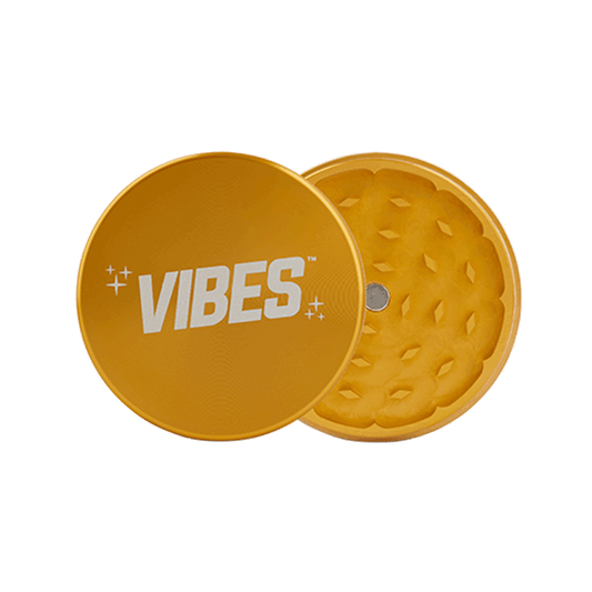 Vibes 2-Piece Grinder Grinders : Aluminum Vibes Rolling Papers 2.5"(63mm) gld 2pc