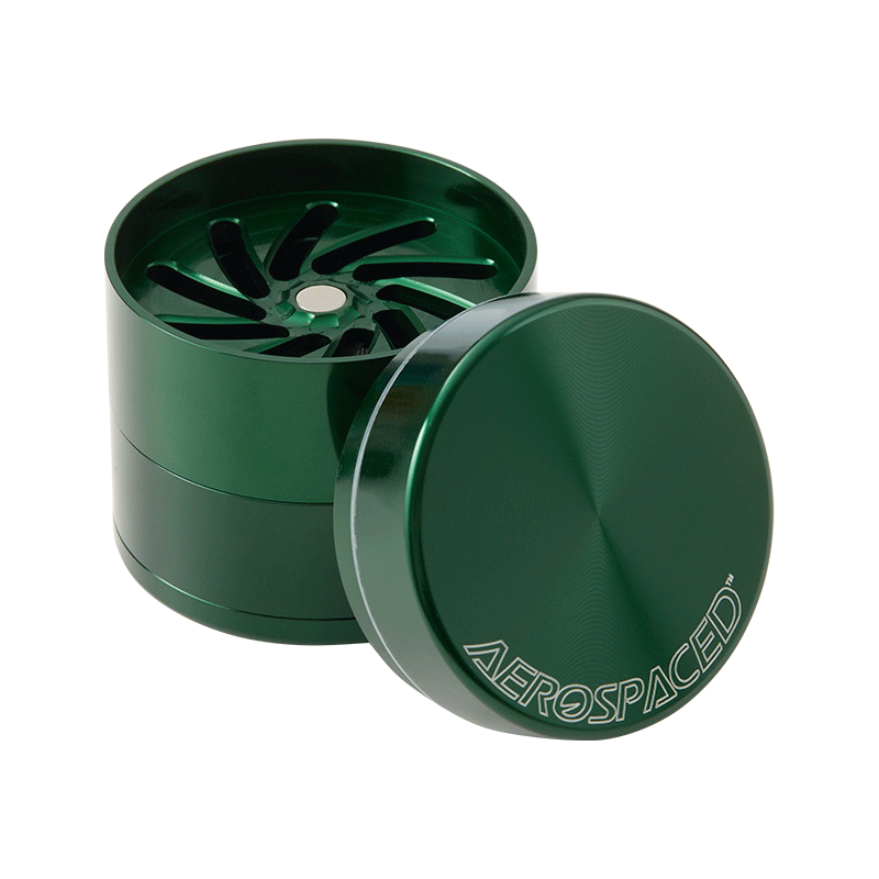 Aerospaced by Higher Standards - 4 Piece Toothless Grinder - 2.0 Grinders : Aluminum Higher Standards Green  