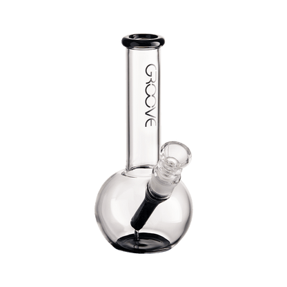 Groove Round Water Pipe 7 Inches Glass : Water Pipe Groove BlkClear  