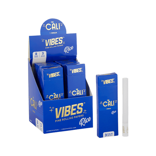 VIBES The Cali - 1 Gram Box Papers, Cones, and Wraps : Cones Vibes Rolling Papers Rice (Blue) 24pk cali1g