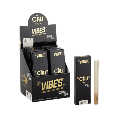 VIBES The Cali - 1 Gram Box Papers, Cones, and Wraps : Cones Vibes Rolling Papers Ultra Thin (Black) 24pk cali1g