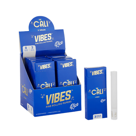 VIBES The Cali - 2 Gram Box Papers, Cones, and Wraps : Cones Vibes Rolling Papers Rice (Blue) 24pk cali2g