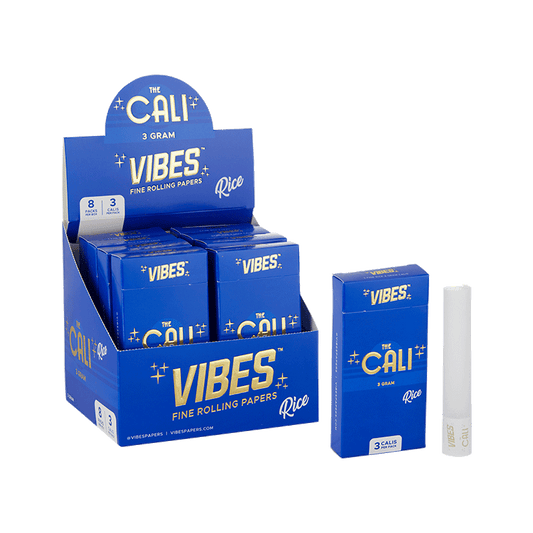 VIBES The Cali - 3 Gram Box Papers, Cones, and Wraps : Cones Vibes Rolling Papers Rice (Blue) 24pk cali3g