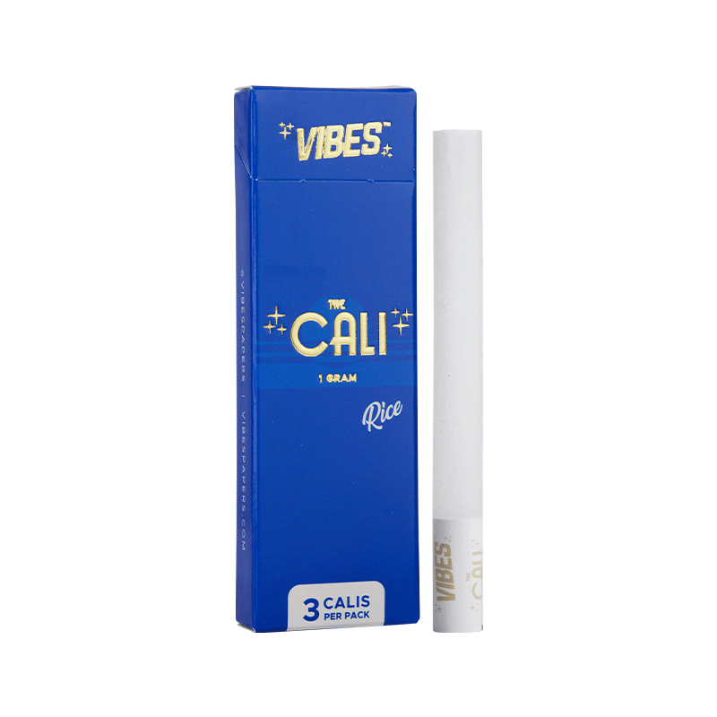 VIBES The Cali - 1 Gram Papers, Cones, and Wraps : Cones Vibes Rolling Papers 3pk Rice (Blue) cali1g