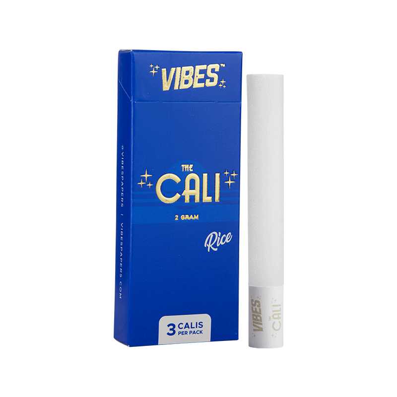 VIBES The Cali - 2 Gram Papers, Cones, and Wraps : Cones Vibes Rolling Papers 3pk Rice (Blue) cali2g